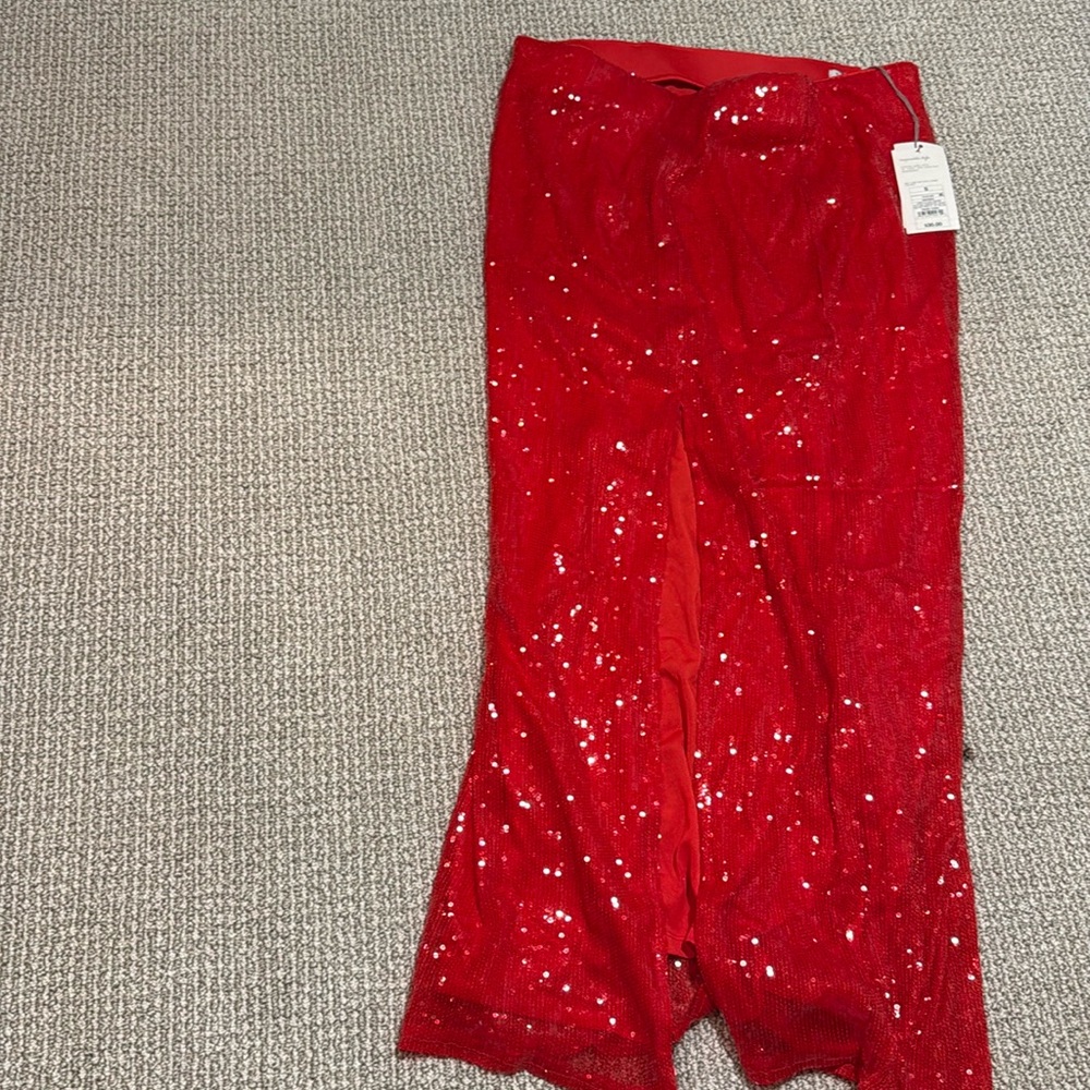 Red sequin holiday skirt